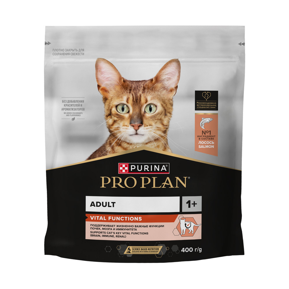 PRO PLAN (Про План) VITAL FUNCTIONS сухой корм для взрослых кошек с лососем, 400 г