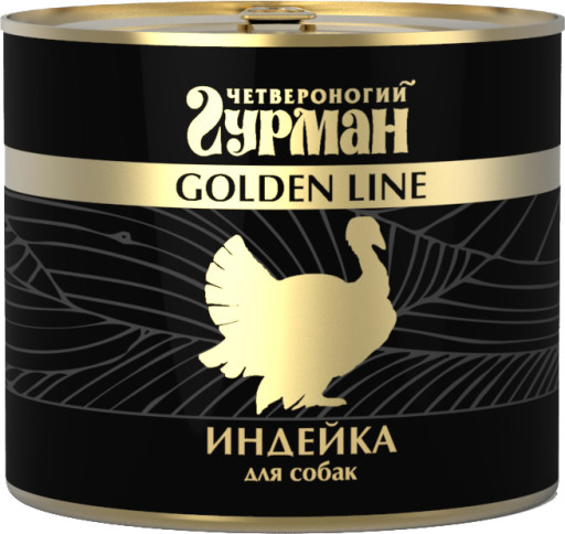 Четвероногий гурман "Золотая линия" индейка натуральная в желе для собак 525 г.