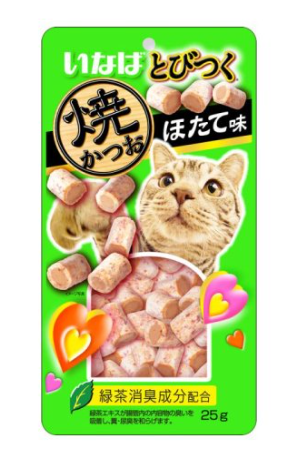 INABA Лакомство запеченое для кошек Tobitsuko Yakikatsuo со вкусом морского гребешка 25 г