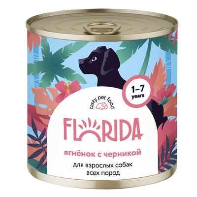 Florida Dog Консервы для собак Ягнёнок с черникой 240гр