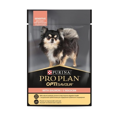 PROPLAN Влажный корм для взрослых собак с чувствительным пищеварением Лосось в соусе 85г 12493561