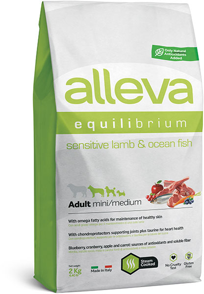 Alleva Equilibrium корм для взросл. собак мел. и ср. пород с с ягненком и океанической рыбой 2 кг