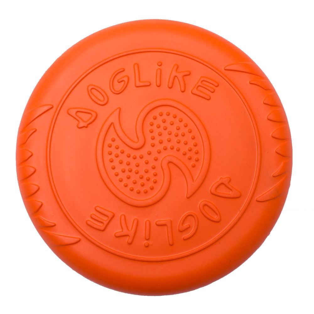 Игрушка для крупных пород Летающая тарелка большая оранжевая, ДОГЛАЙК