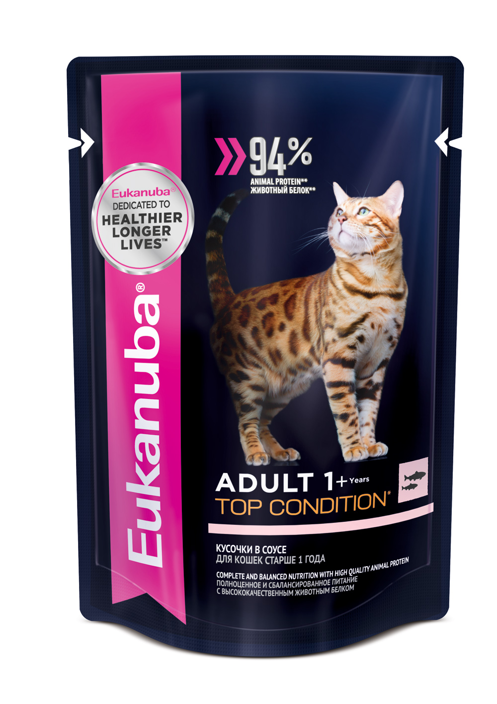 Eukanuba (Эукануба) влажный корм для взрослых кошек с лососем в соусе 85 г 