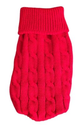 Свитер "Косичка" красный, XL / Pet Feshion