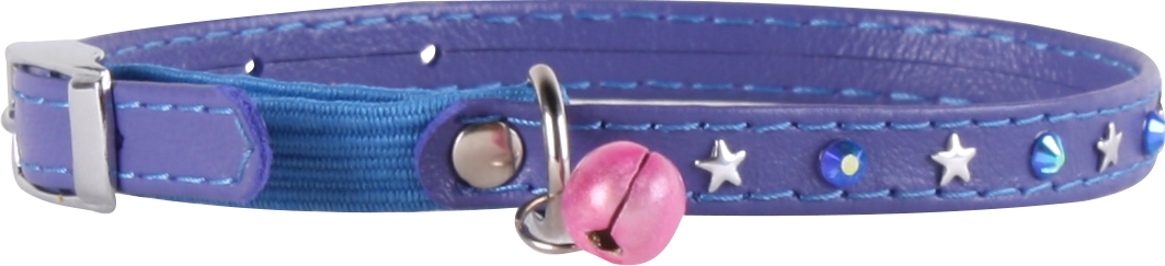 Ошейник Collar Glamour с резинкой клеевыми стразами для котов фиолетовый 10 мм*22-30 см 32549
