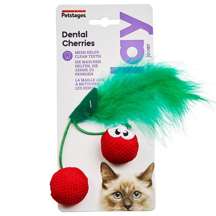 Petstages игрушка для кошек Dental "Вишни" с кошачьей мятой, 7 см 67833