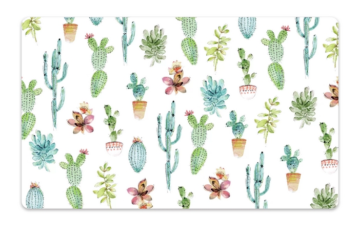TARHONG Коврик под миски "Cactus", белый с рисунком, 48х29см