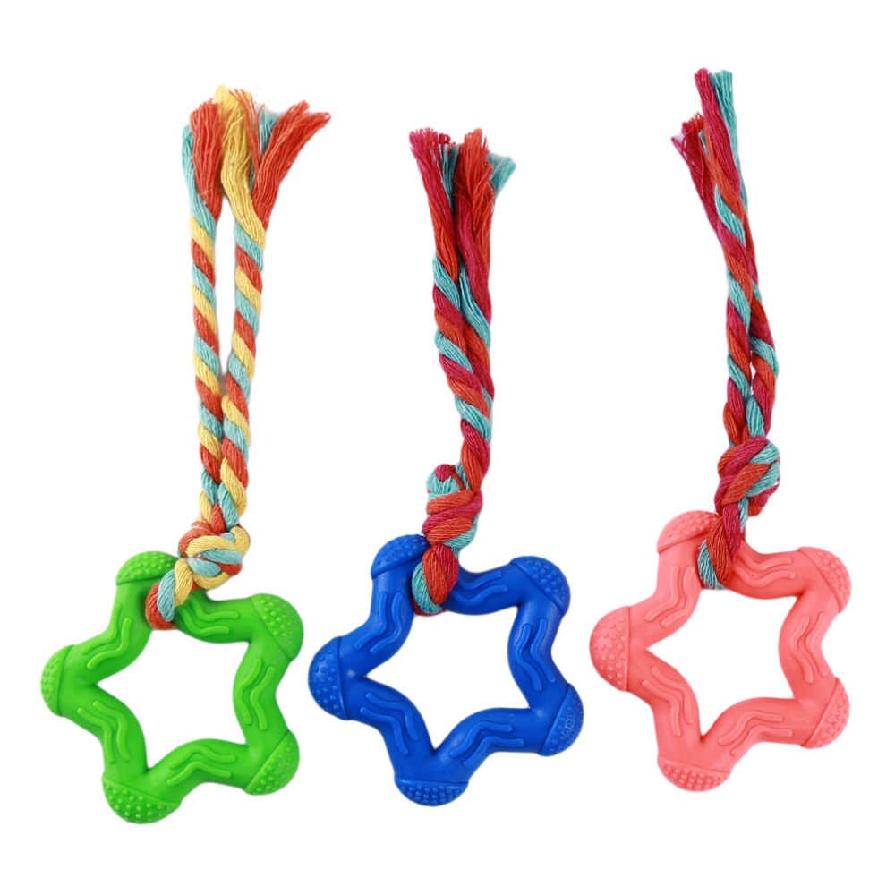 Игрушка жевательная для мелких пород Звезда с канатом 8 см, микс цветов