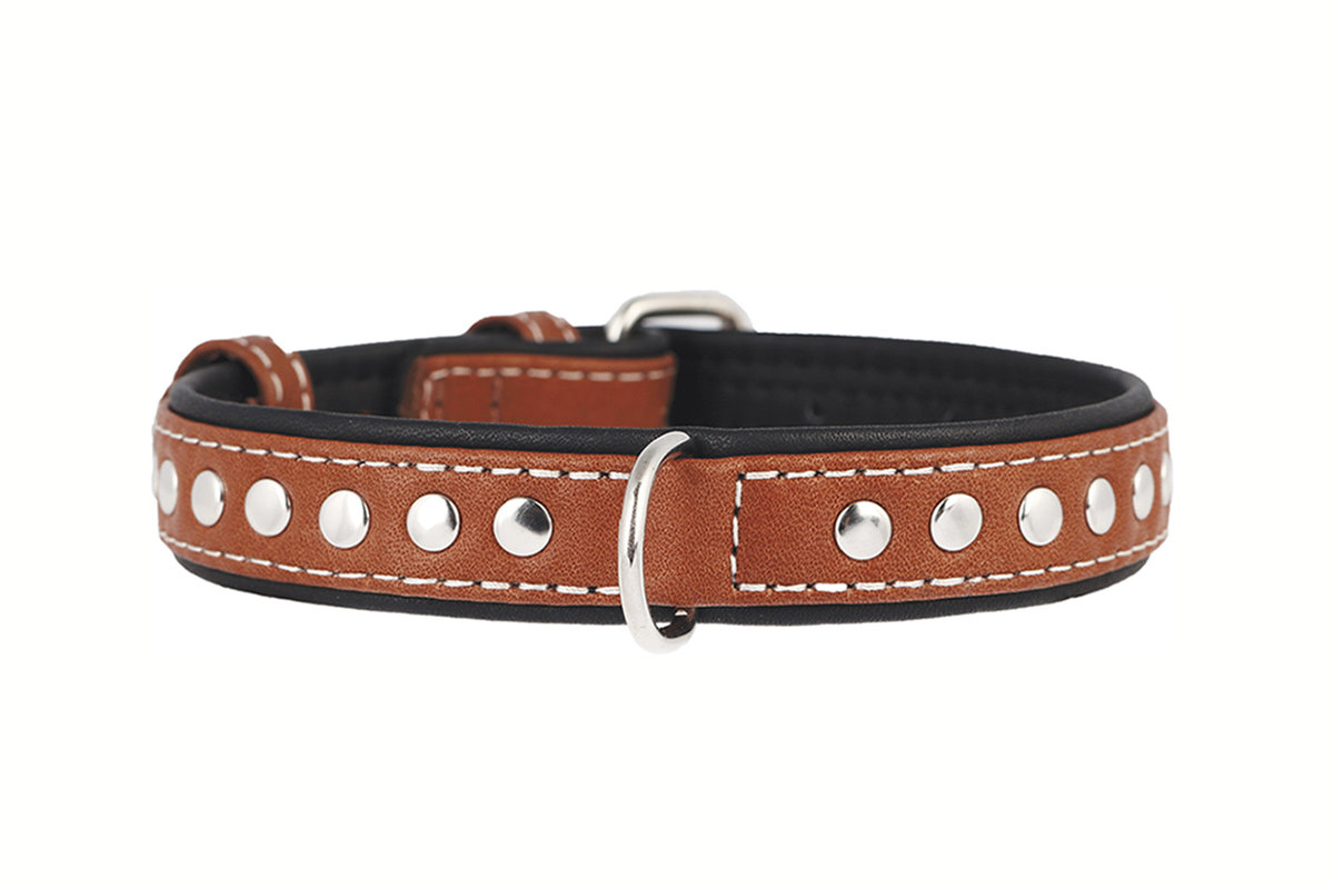 Ошейник "Collar Soft" с металлическими украшениями коричневый верх 7197