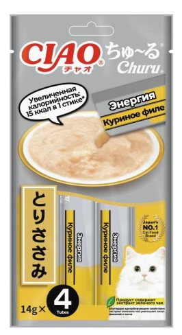 INABA ВЕТ Крем-лакомство Churu пюре для кошек куриное филе Энергия (1 штука)