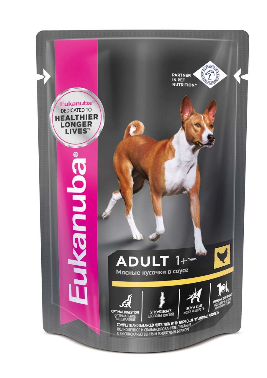 Eukanuba пауч для взрослых собак с курицей в соусе 100 г
