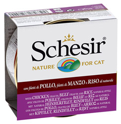 Schesir консервы для кошек куриное филе, говяжье филе и рис 85 г 0549 (60340)