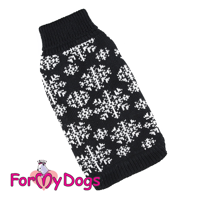 FOR MY DOG Свитер вязаный"Снежинки" черный (16-18) FW966-2021 