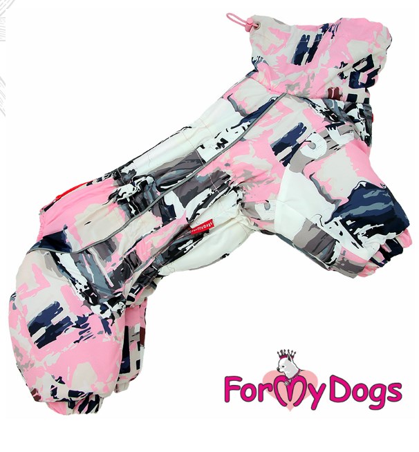 FOR MY DOGS Комбинезон утепеленный розовый для девочек размер спины 39 см, грудь 52 см