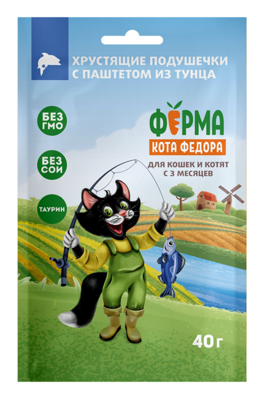 Мнямс Ферма Кота Федора лакомство хрустящие подушечки с паштетом из тунца