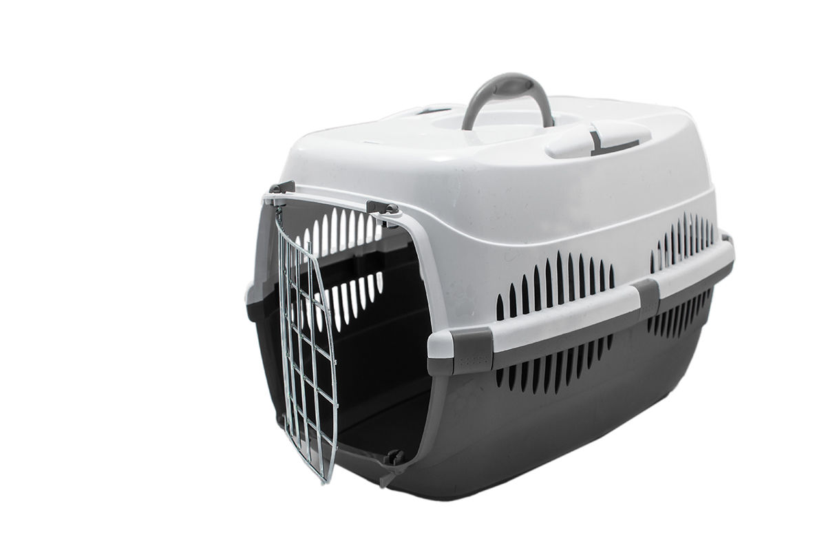Переноска для животных спутник с метал дверцей 33х49х32 см бирюз/бел 4092 ТМ "Zoo-M"