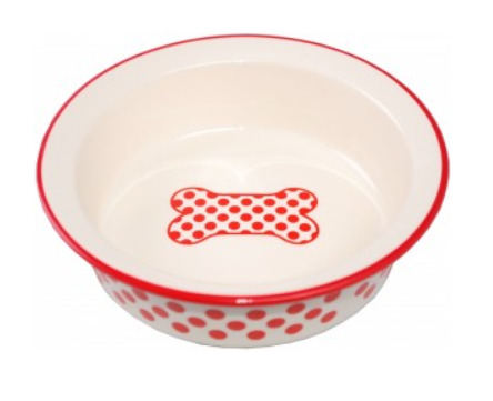 Миска керамическая "Красный горох, Косточка" 12,5*4см 31729