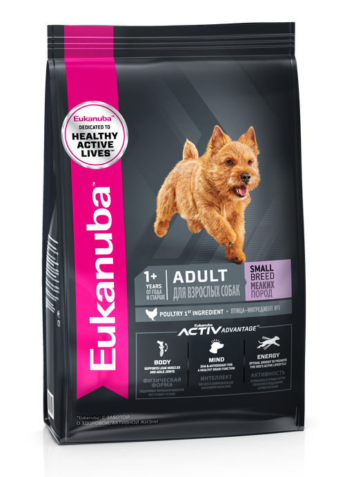 Корм для взрослых собак мелких пород Eukanuba Adult Small Breed 1+ years сухой, 3 кг