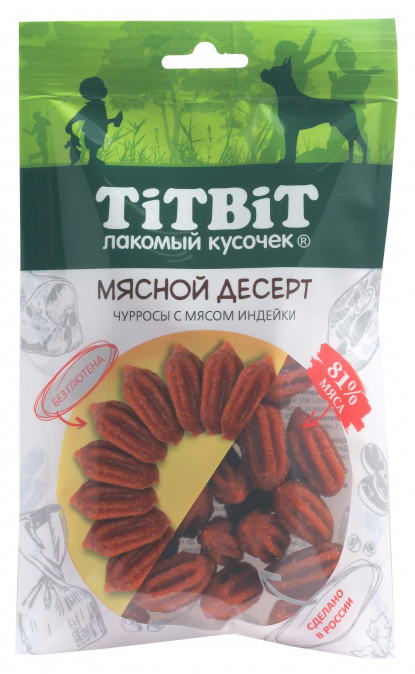 Чурросы с мясом индейки Мясной десерт 85 г лакомство для собак 022023 TitBit