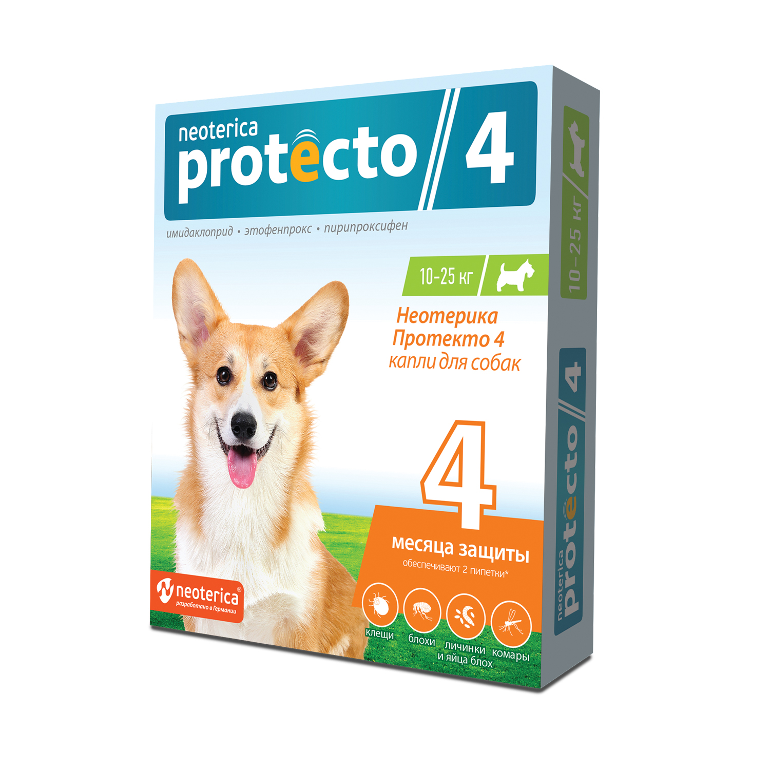 Protecto (Протекто) капли от клещей на холку для собак 10-25 кг, Неотерика
