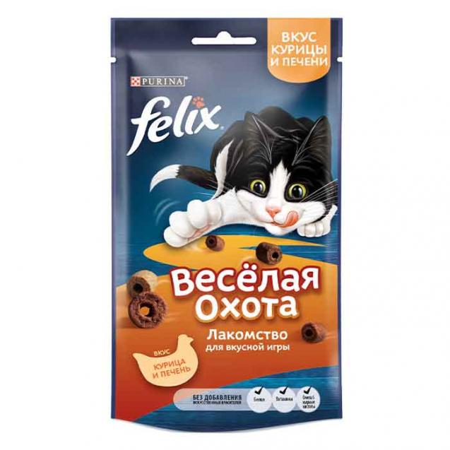FELIX лакомство для кошек Веселая охота курица, печень 50 г 12434432