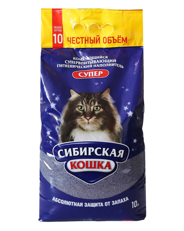 Наполнитель комкующийся Сибирская кошка "Супер" 10 л