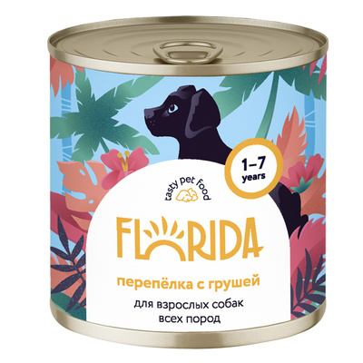 Florida Dog Консервы для собак Перепёлка с грушей 240гр