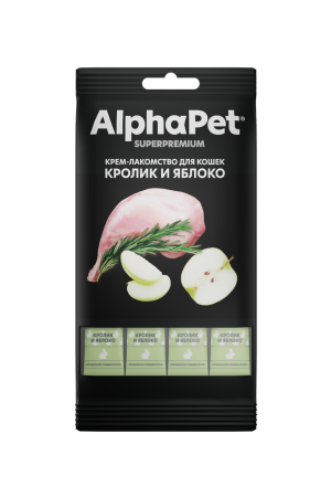 ALPHAPET (Альфапет) лакомство крем-суп для кошек кролик и яблоко, 48 г