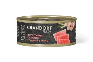 Grandorf FRESH консервы для кошек филе тунца с куриной грудкой в желе, 70 г