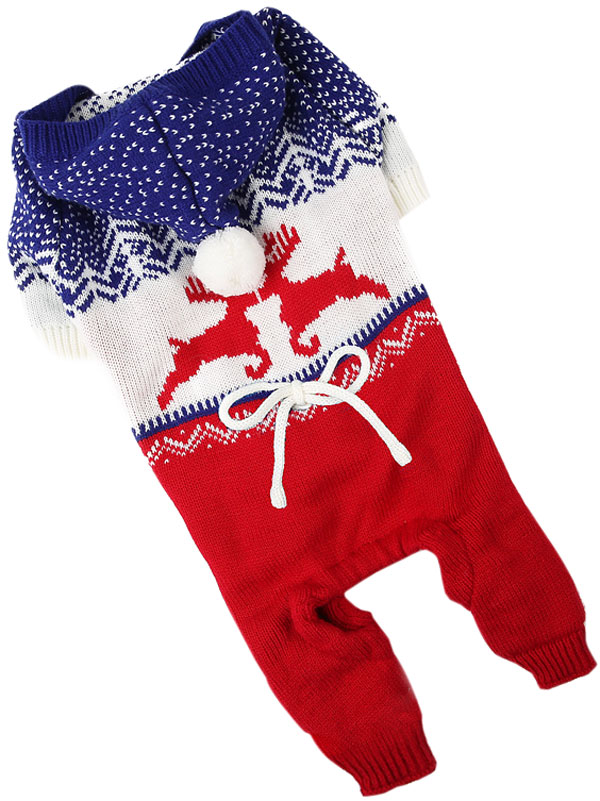 FOR MY DOG Костюм вязаный "Олени" красно/синий (10-12) FW834-2019 B/Red