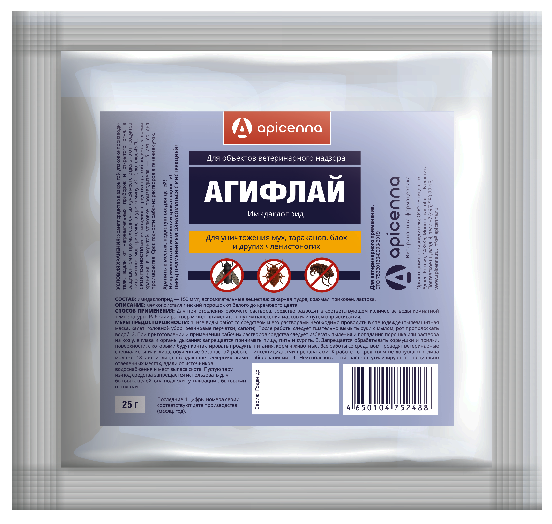 Агифлай для уничтожения мух, тараканов, блох и других членистоногих 25 г, Апиценна
