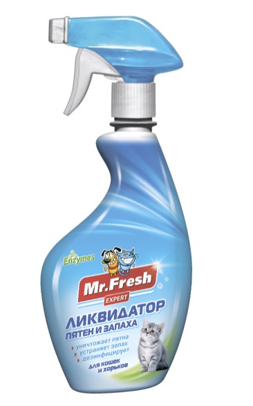 MrFRESH Спрей Эксперт Ликвидатор 3 в 1 пятен и запаха для кошек 500 мл F403 (Неотерика)Экопром
