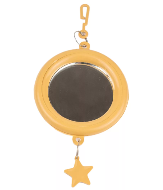 Дарэленд Зеркало д/птиц, малое круглое с пластиковым подвесом, бежевое