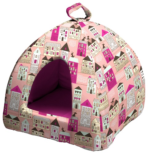 Мягкий домик-юрта TIPI Medium для кошек светло-серый с сиреневым 82220099 Ferplast