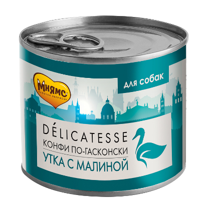 Мнямс delicatesse консервы для собак всех пород “Конфи по-гасконски” (утка с малиной) 200 г