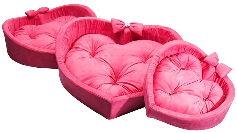 Лежанка в форме сердца имитация замши розовая 60*55*17 см Soft heart DS rose 3 11102063