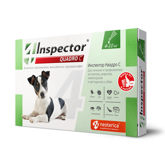 Inspector (Инспектор) капли Квадро К для собак 4-10кг, 1 пипетка, Неотерика