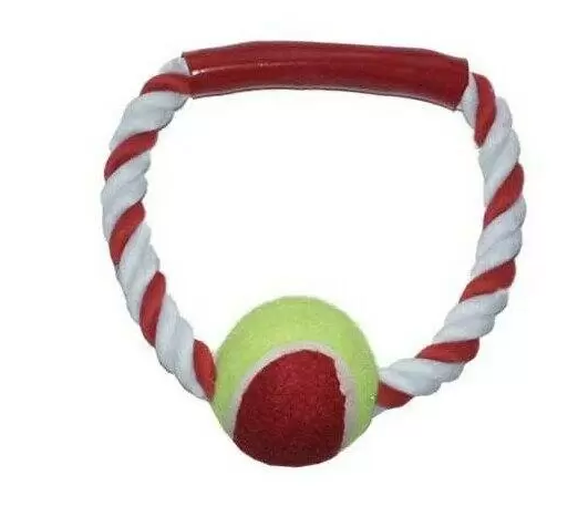 Игрушка веревочная "Апорт с ручкой кольцо с мячом" 18 см Buddy