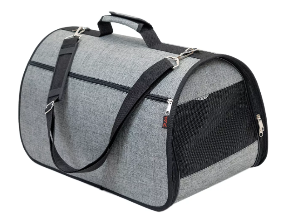 ZooM Сумка-переноска жёсткая PRESTIGE №4 с карманом 51*29*29см (нейлон, пластик) серая