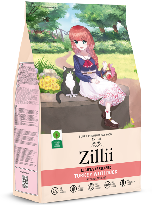 ZILLII (Зилли) Sterilized сухой корм для взрослых стерилизованных кошек с индейкой и уткой 2 кг