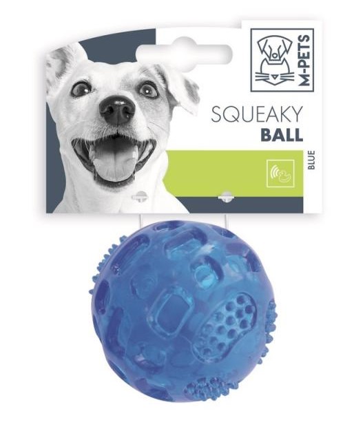 Игрушка для собак SQUEAKY мяч-пищалка, диаметр 6,3 см, цвет голубой