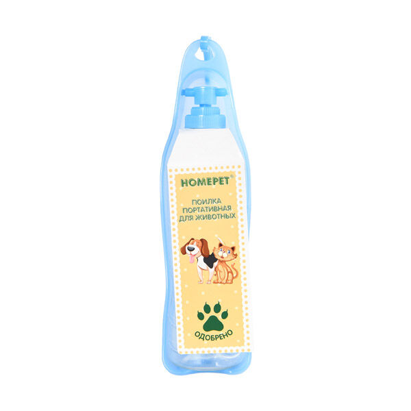 Поилка портативная для животных голубая 6,5 см х 26,5 см х 24,5 см 500 мл HOMEPET
