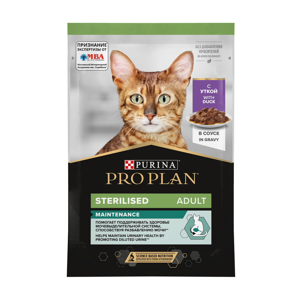 PRO PLAN (Про План) STERILISED влажный корм для стерилизованных кошек с уткой в соусе, 85 г