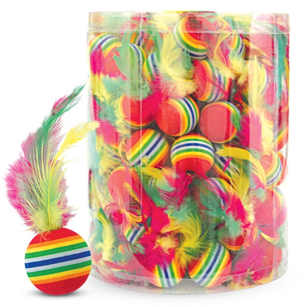 Игрушка для кошек "Мяч с пером" d 35 мм (1 шт. из тубы) (120) арт.КК-080 Triol