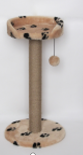 Когтеточка с круглой лежанкой и бортиком 42*42*80 см, лежанка 38 см, ковролин "Рыжий кот"