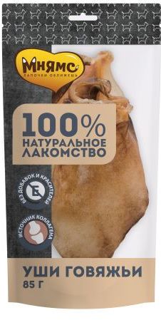 Мнямс лакомство для собак Уши говяжьи 85 г 705908