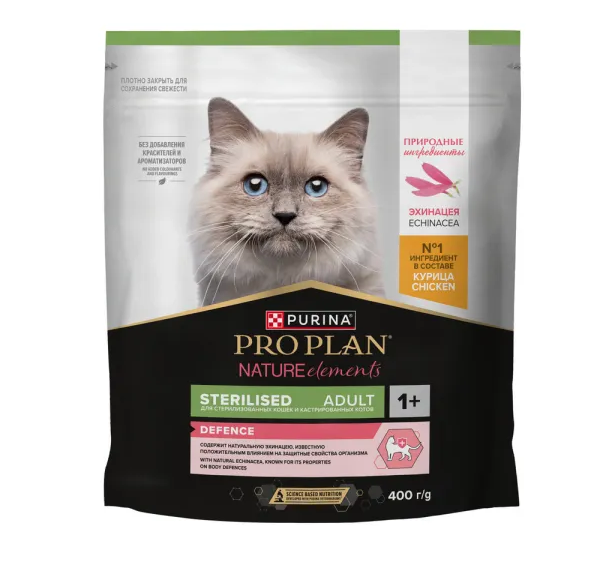 PRO PLAN (Про План) Nature Elements Defenc сухой корм для стерилизованных кошек с курицей 400г