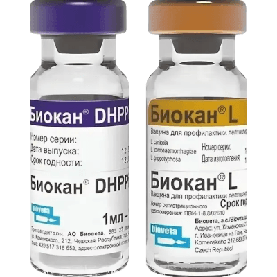 БИОКАН DHPPi+L для собак, 1 доза (10 доз/упак),Биовета