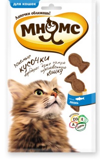 Мнямс лакомые кусочки в форме рыбок со вкусом лосося 35 г. 700231